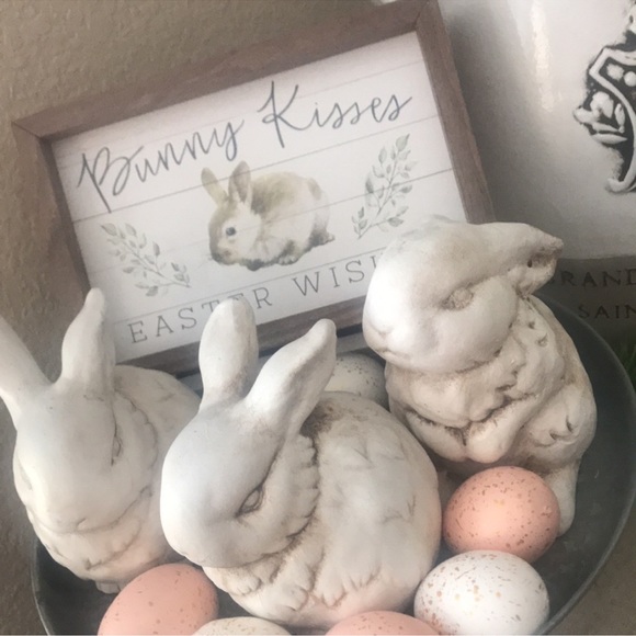 Shabby Chic Cottage Easter Spring Bunny wooden sign - Picture 4 of 9